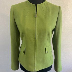 Tahari Vintage 90s Green Zip Up Green Blazer/Jacket